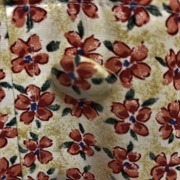 Karin Stevens Vintage 100% Rayon Floral Midi Dress Cottagecore Cream&Orange Sz 6 - Picture 7 of 15